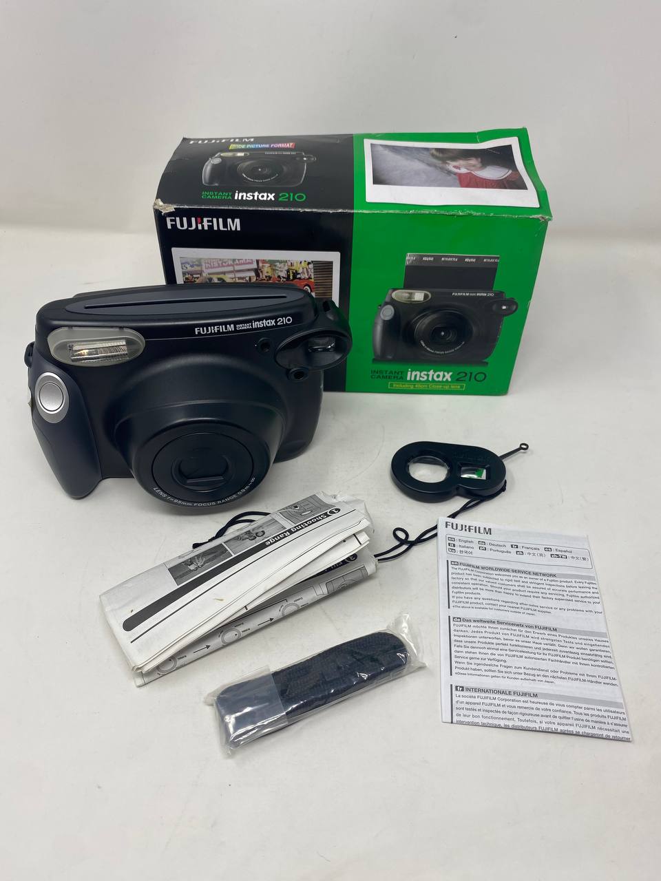 Fujifilm Instax 210 Instant Camera Black Like New w/Box & Accessories
