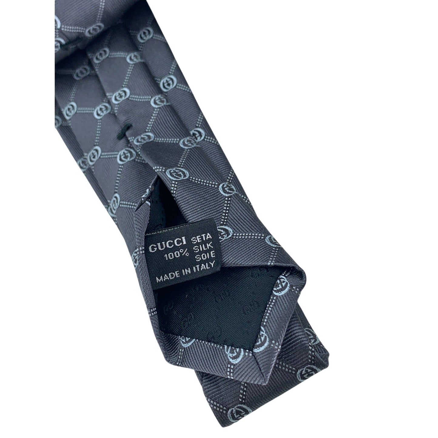 Gucci GG Pattern Silk Tie Gray Like New in Gift Box