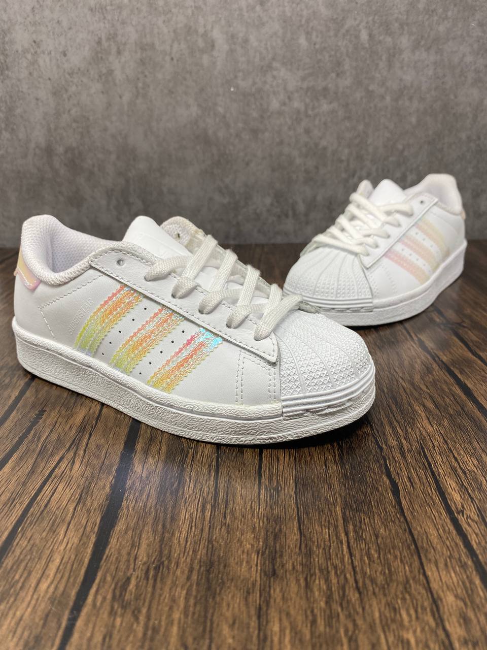 Adidas Superstar Iridescent White Youth Sneakers Like New