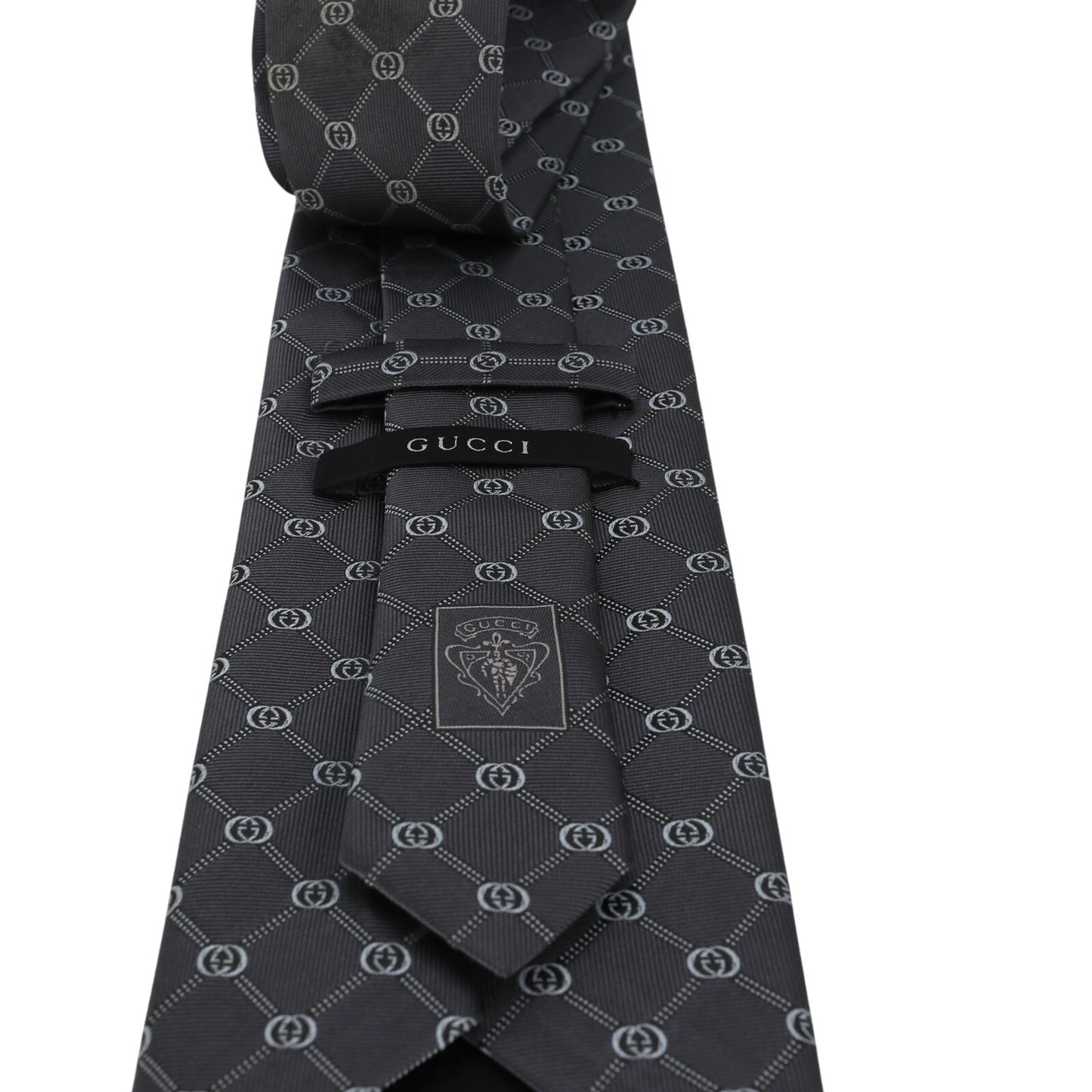 Gucci GG Pattern Silk Tie Gray Like New in Gift Box