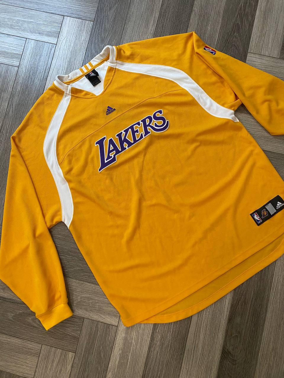 Adidas NBA Lakers Long Sleeve Shirt Yellow Mens Good Condition