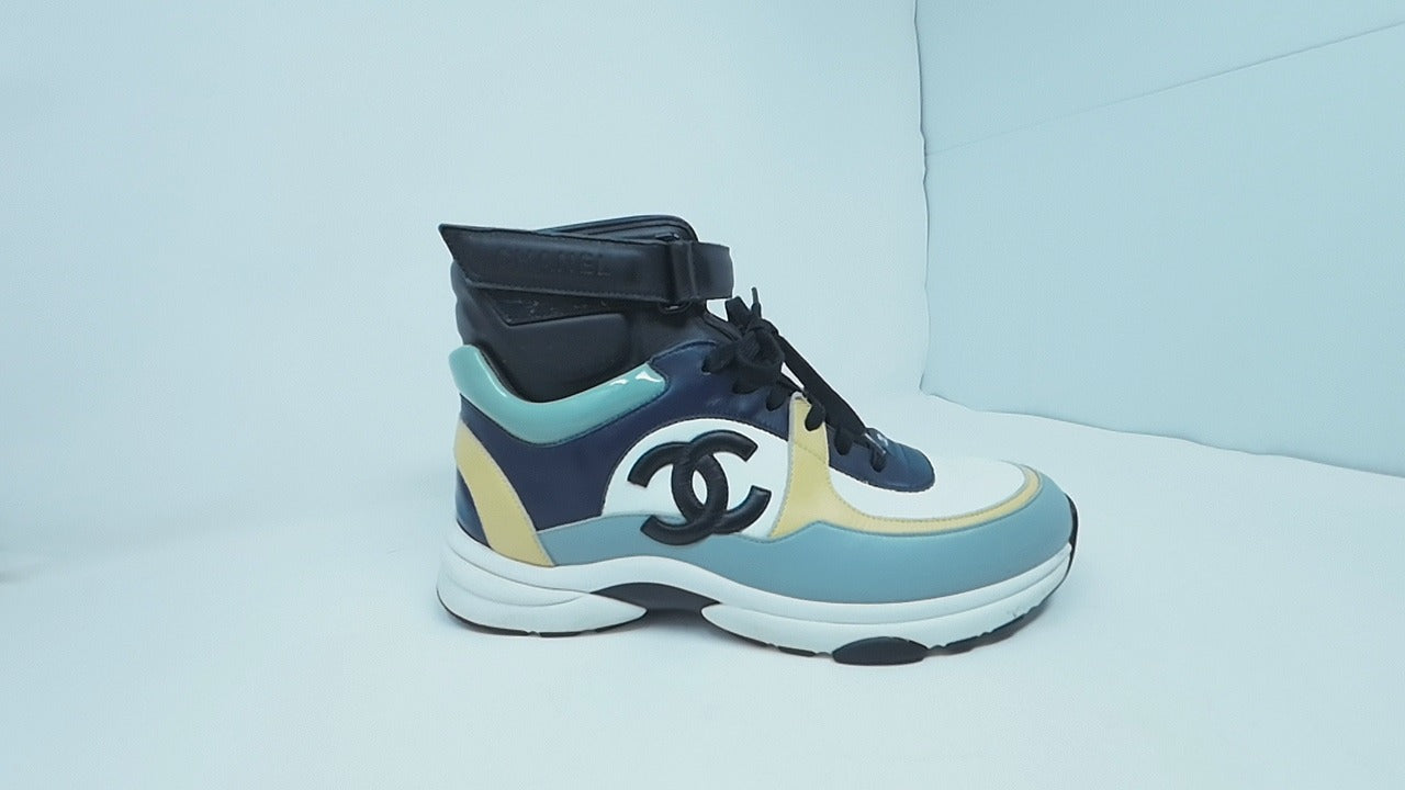 Chanel Multicolor High-Top Sneakers Leather Size 10