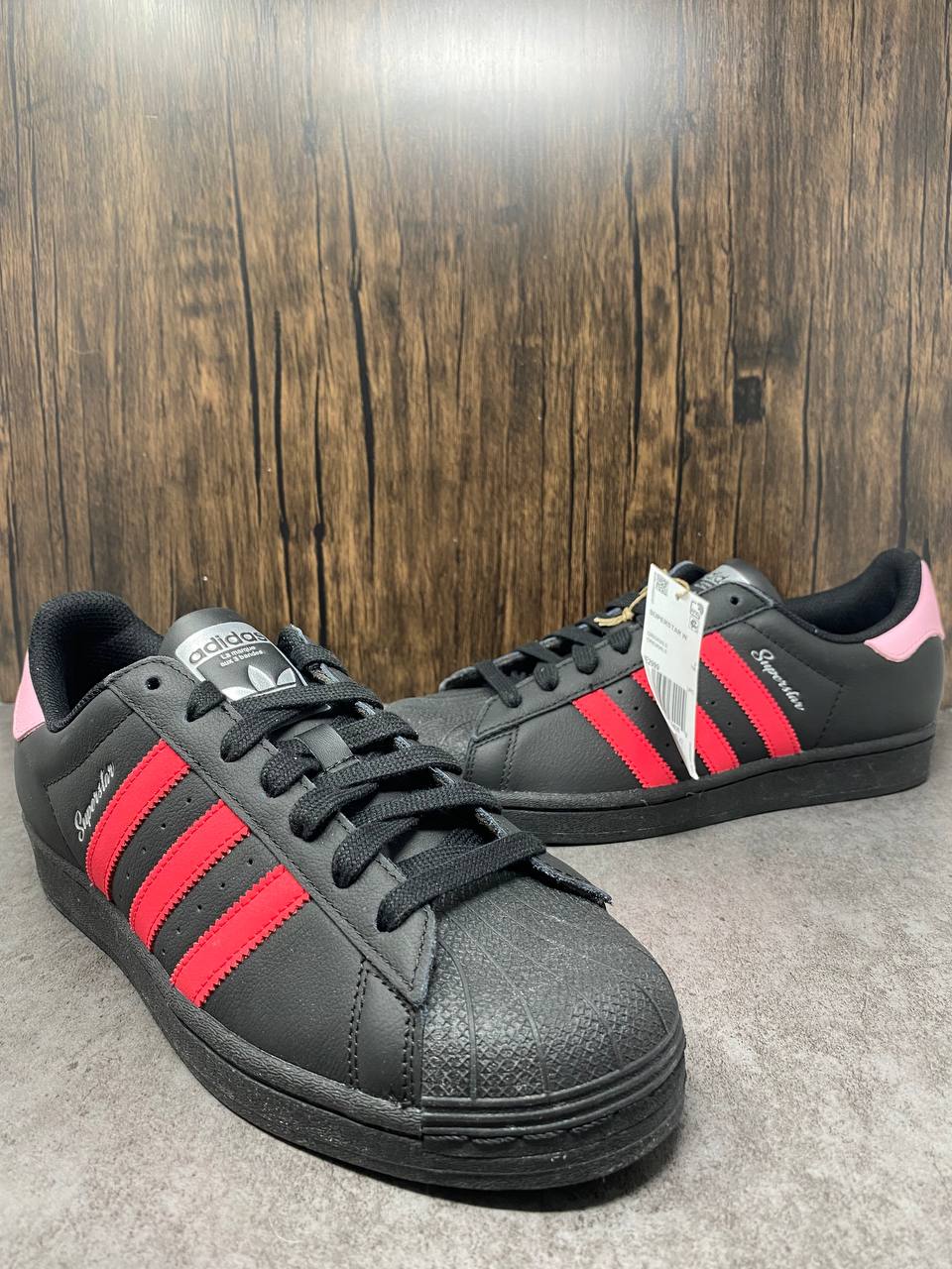 Adidas Superstar Sneakers Womens US 8 Black/Red/Pink Good Condition