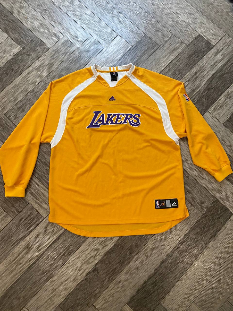 Adidas NBA Lakers Long Sleeve Shirt Yellow Mens Good Condition