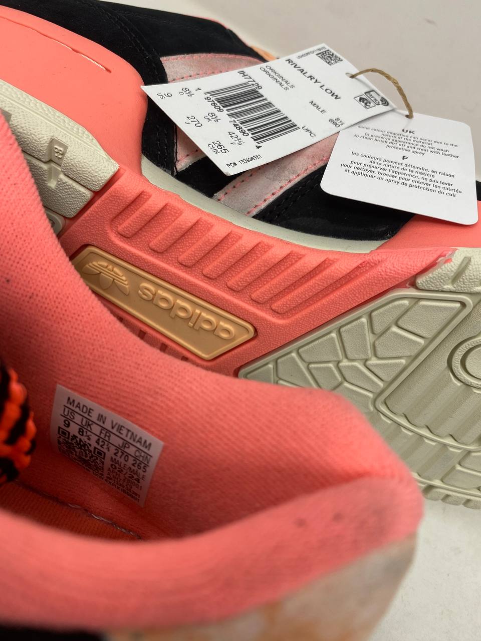 Adidas Rivalry Low x Undefeated Mens Sneakers Black/Salmon New