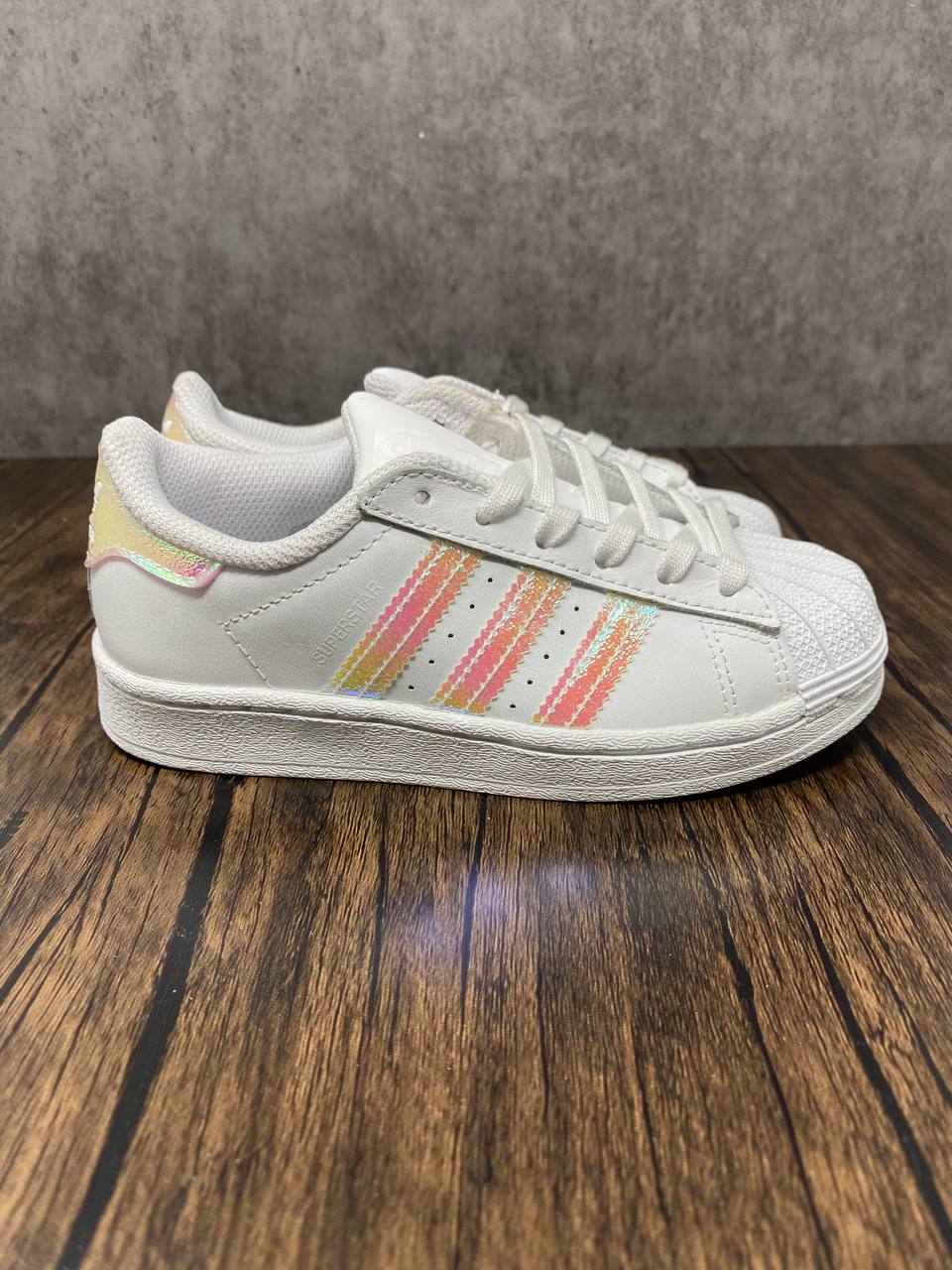 Adidas Superstar Iridescent White Youth Sneakers Like New