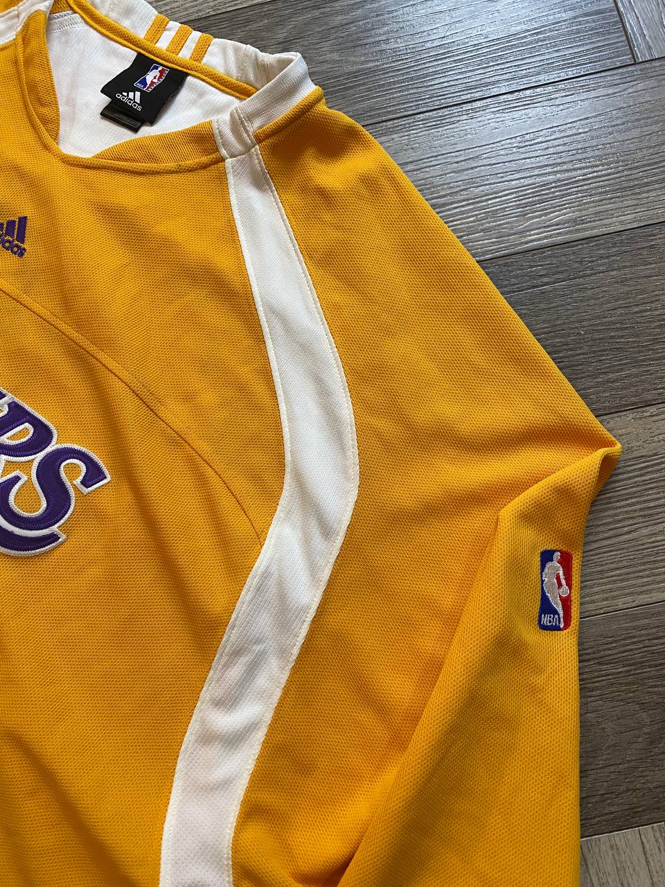 Adidas NBA Lakers Long Sleeve Shirt Yellow Mens Good Condition