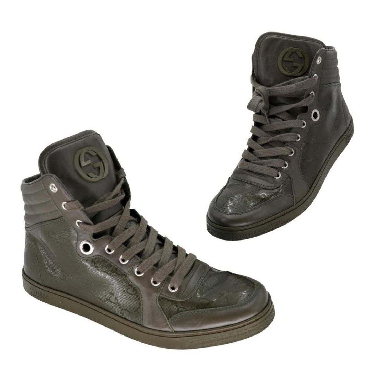 Gucci Military High Top Olive GG 9.5 Monogram Kim Jones Sneakers GG-S0829-A002