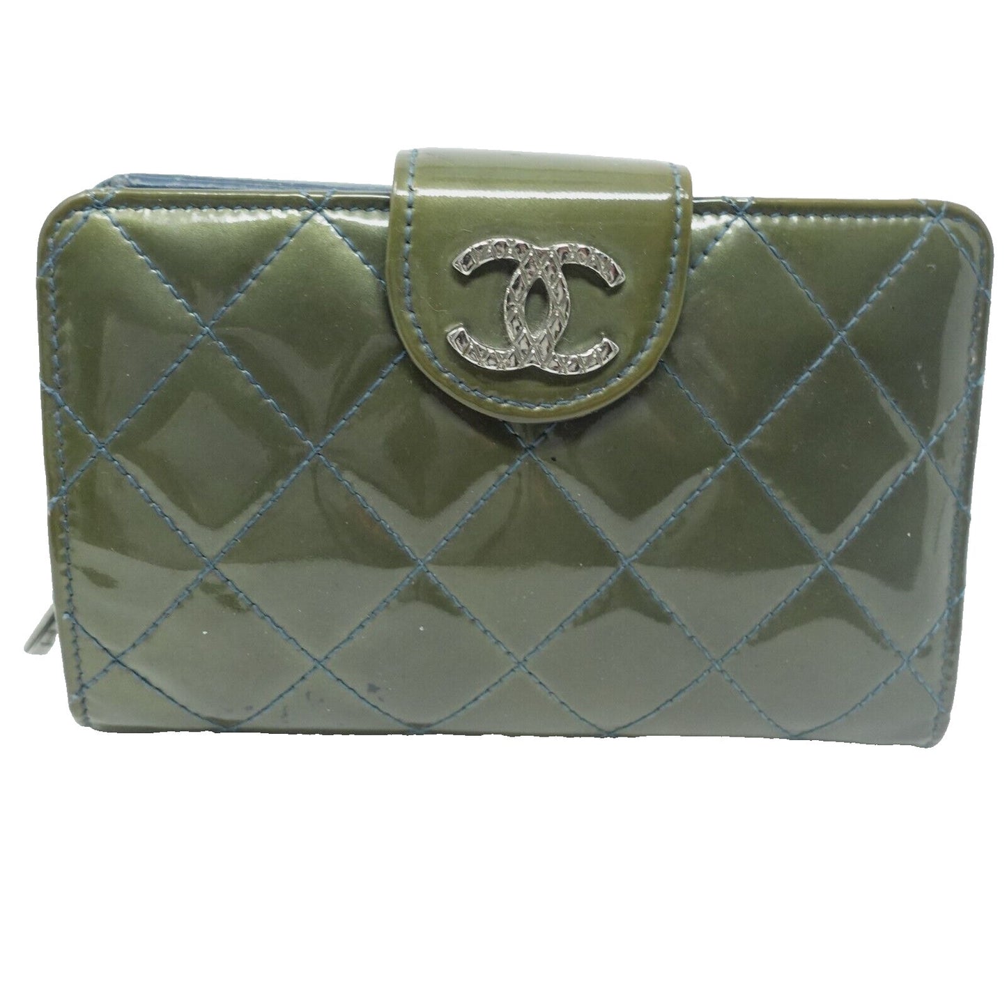 Chanel Kisslock Olive Patent Leather Olive Wallet CC-W0712P-C004