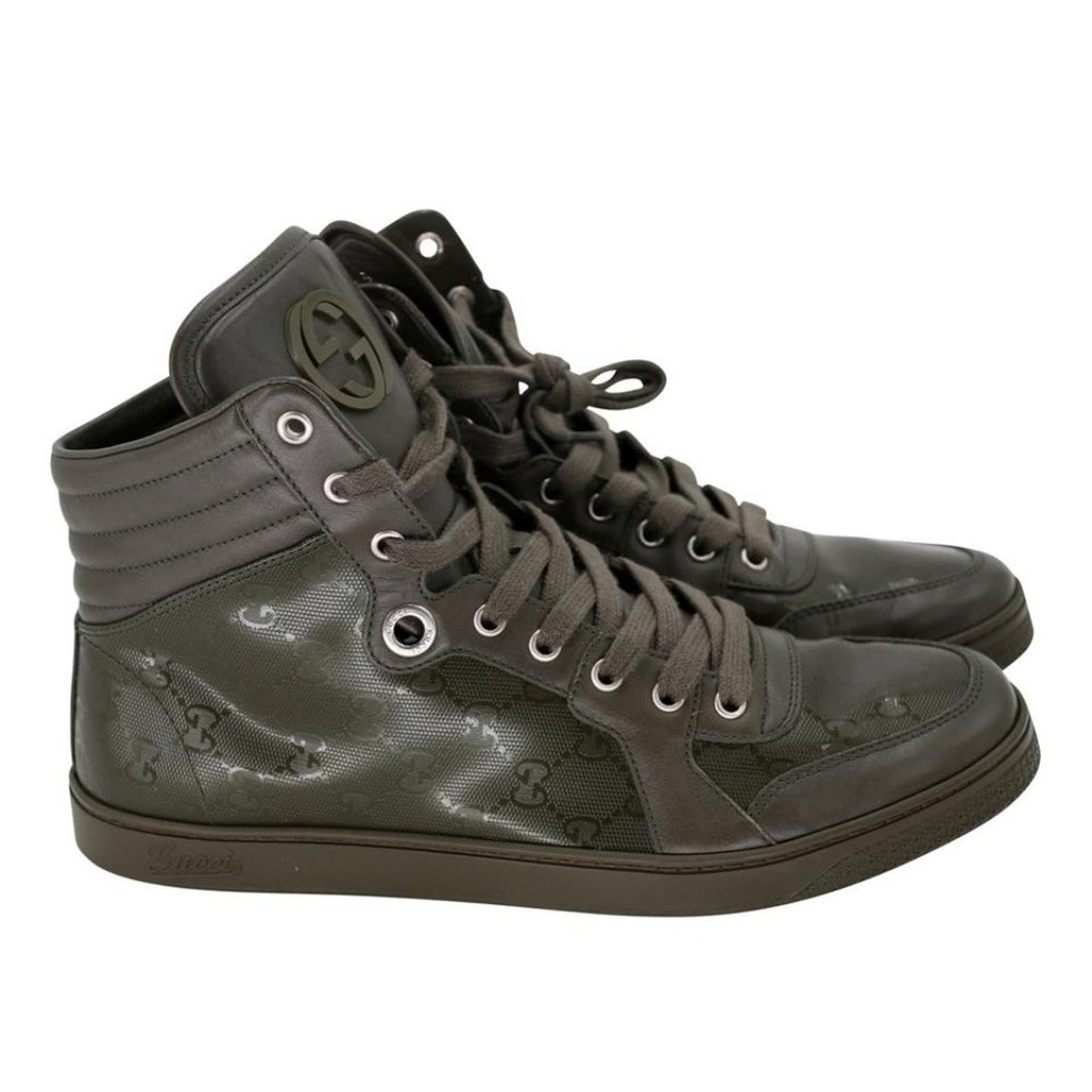 Gucci Military High Top Olive GG 9.5 Monogram Kim Jones Sneakers GG-S0829-A002