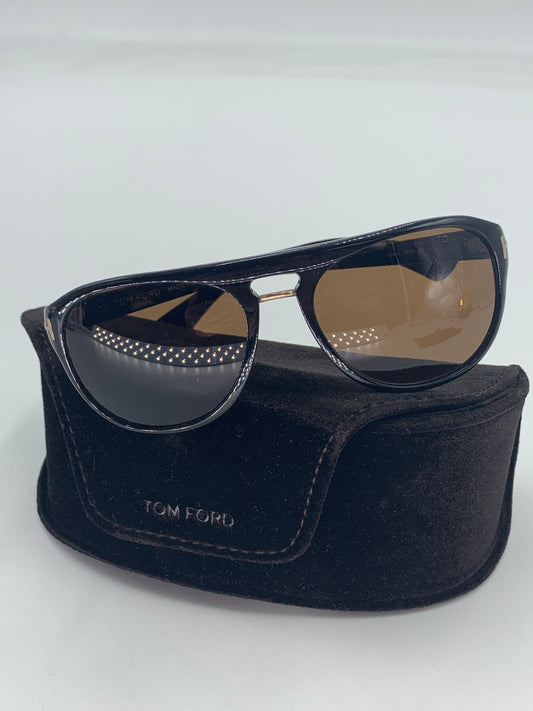 Tom Ford Aviator Sunglasses Black Gold Brown Gradient Lenses w/Case