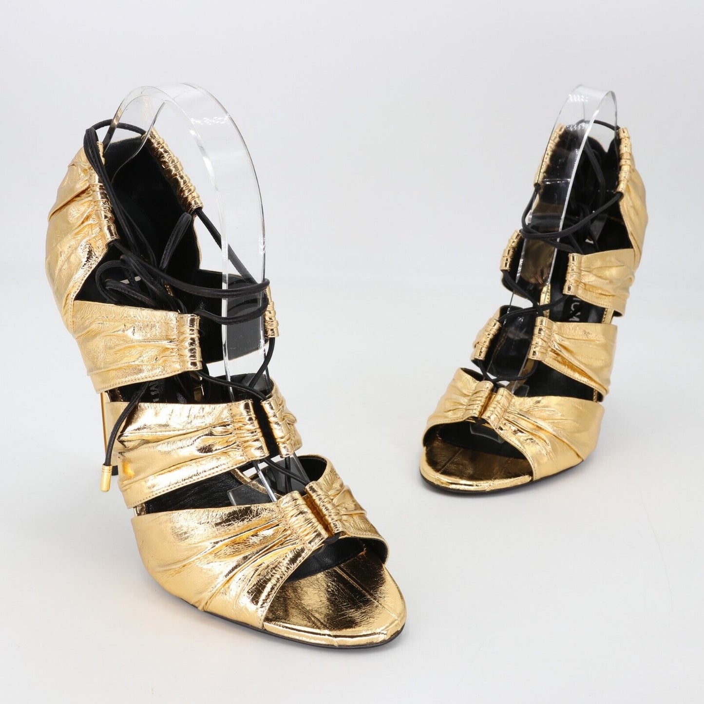 Tom Ford Metallic Gold Open Toe High Heels Women's sz 11 Padlock TF-S1206P-A006