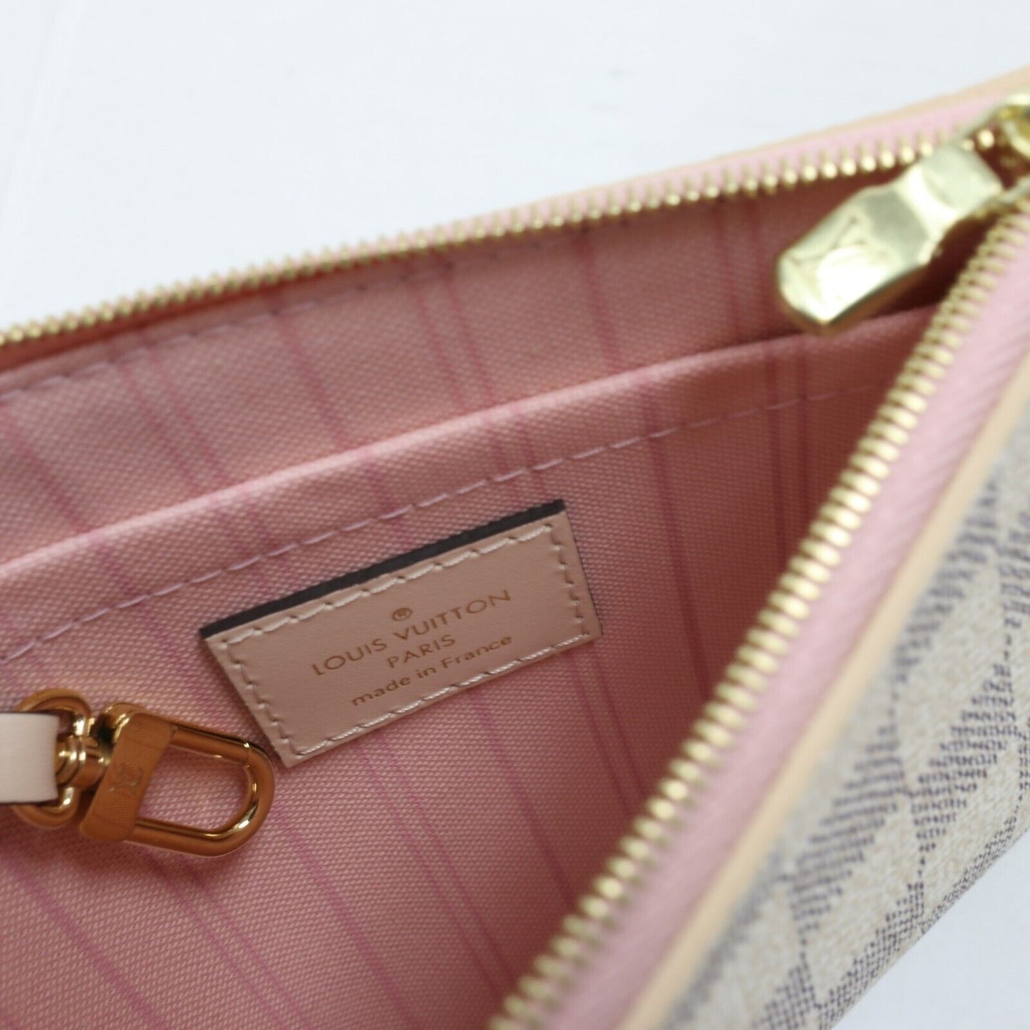 LOUIS VUITTON Damier Azur Braided Neverfull MM Pink New Box Rare LV-B1206P-A009