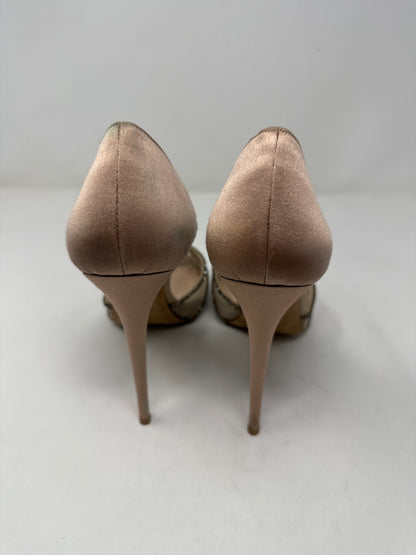 Valentino Garavani Beige Embellished T-Strap Heels - Women's Size