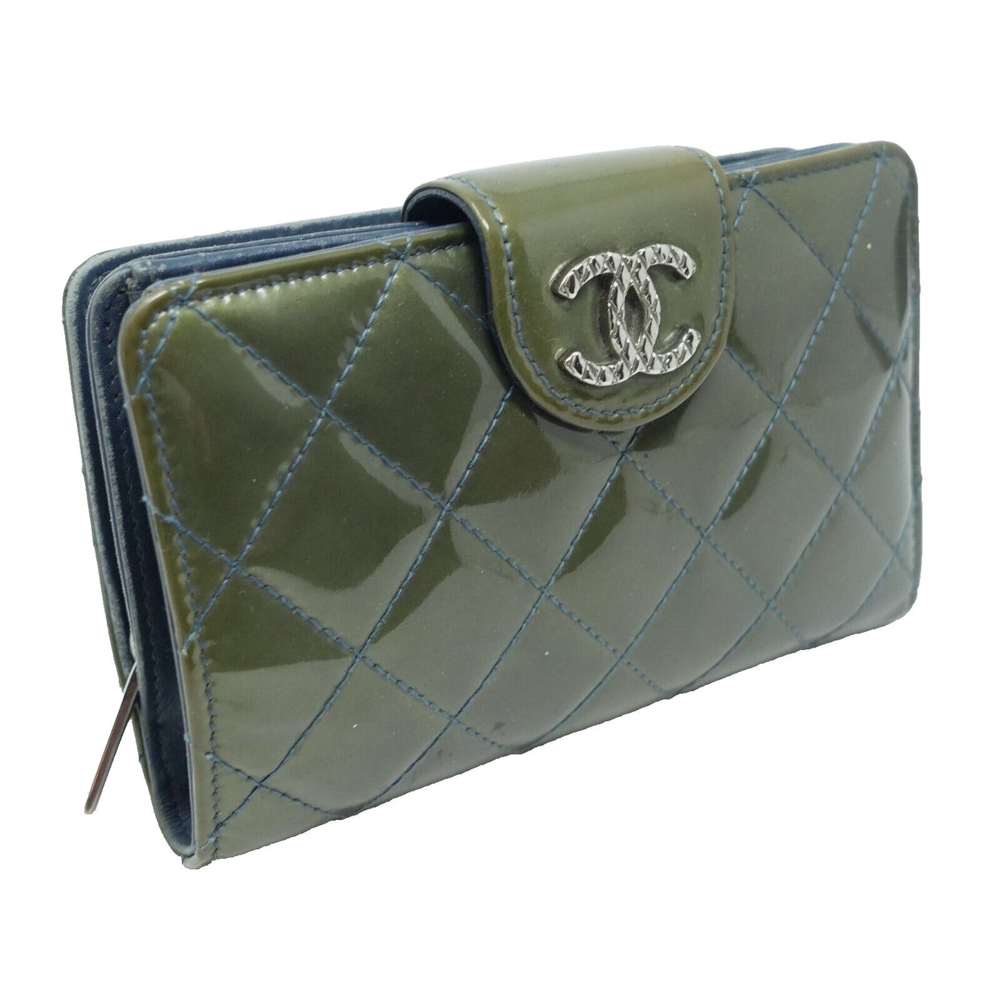 Chanel Kisslock Olive Patent Leather Olive Wallet CC-W0712P-C004