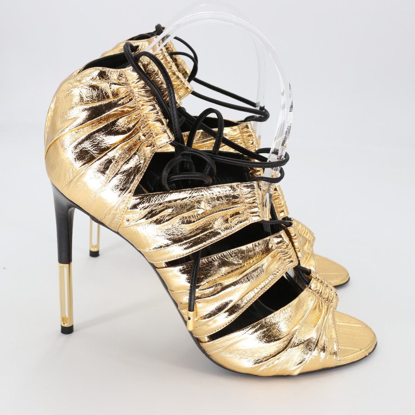 Tom Ford Metallic Gold Open Toe High Heels Women's sz 11 Padlock TF-S1206P-A006