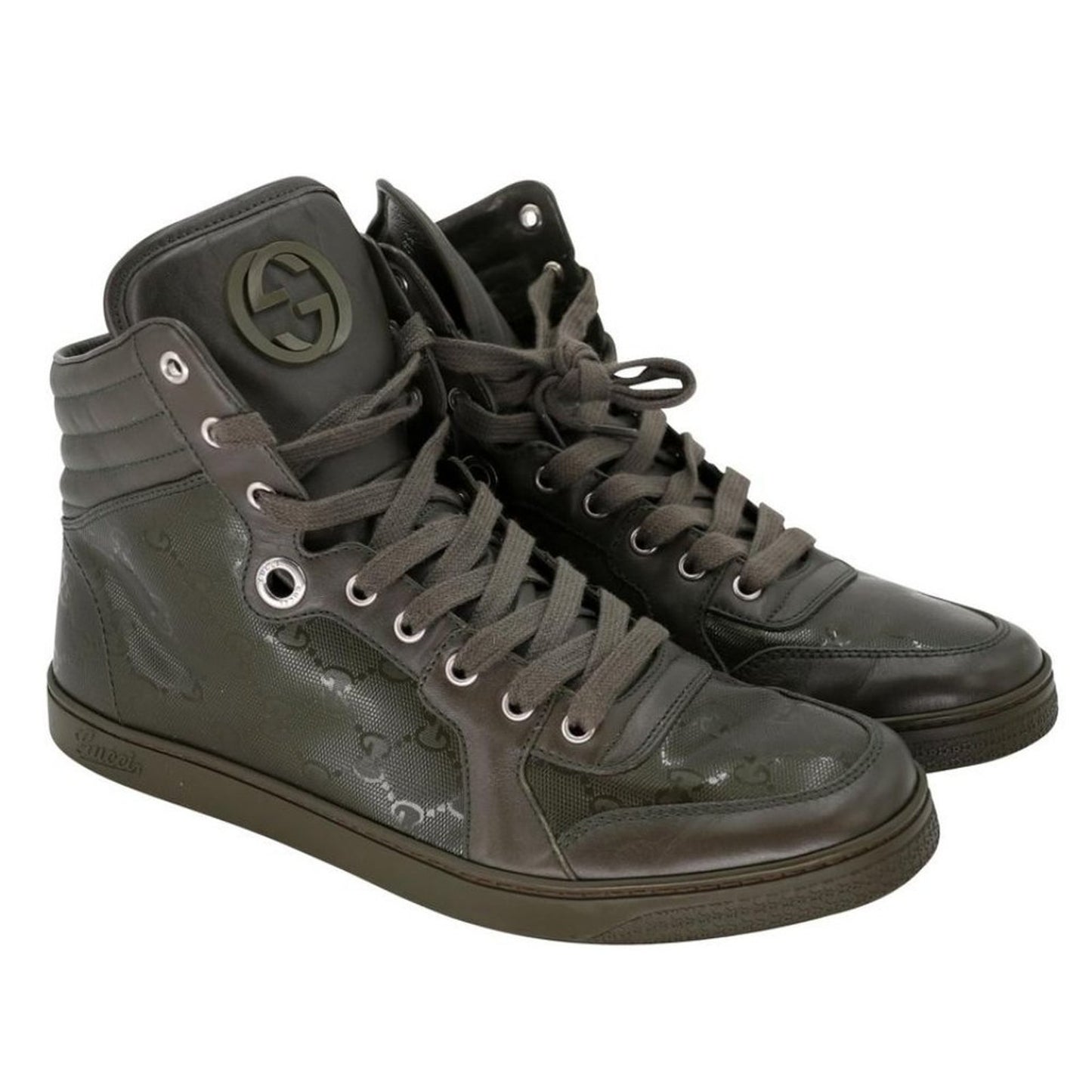 Gucci Military High Top Olive GG 9.5 Monogram Kim Jones Sneakers GG-S0829-A002