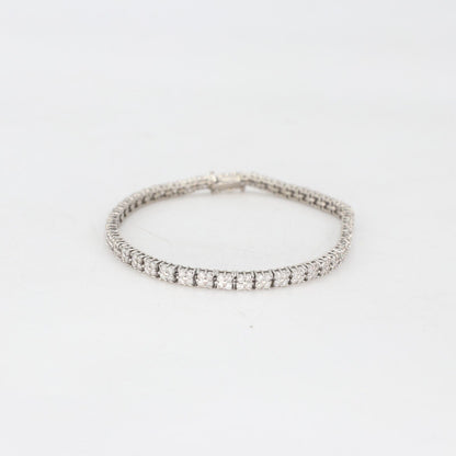 3.08 ct Platinum Ladies Natural Princess Cut Diamond Tennis Bracelet 4 prong 7.5