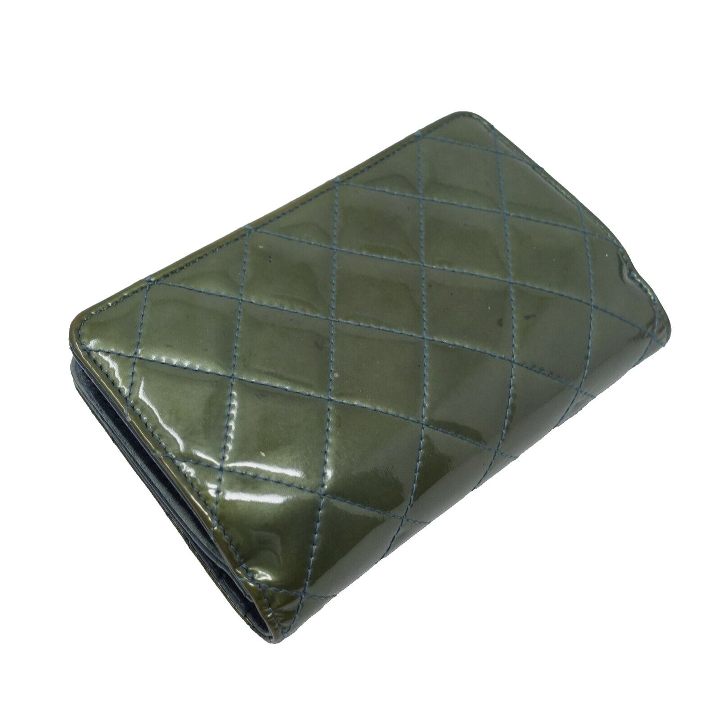 Chanel Kisslock Olive Patent Leather Olive Wallet CC-W0712P-C004