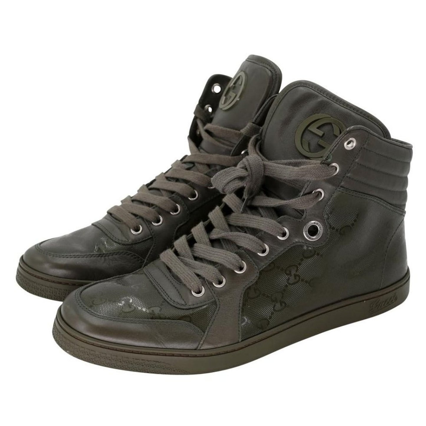 Gucci Military High Top Olive GG 9.5 Monogram Kim Jones Sneakers GG-S0829-A002